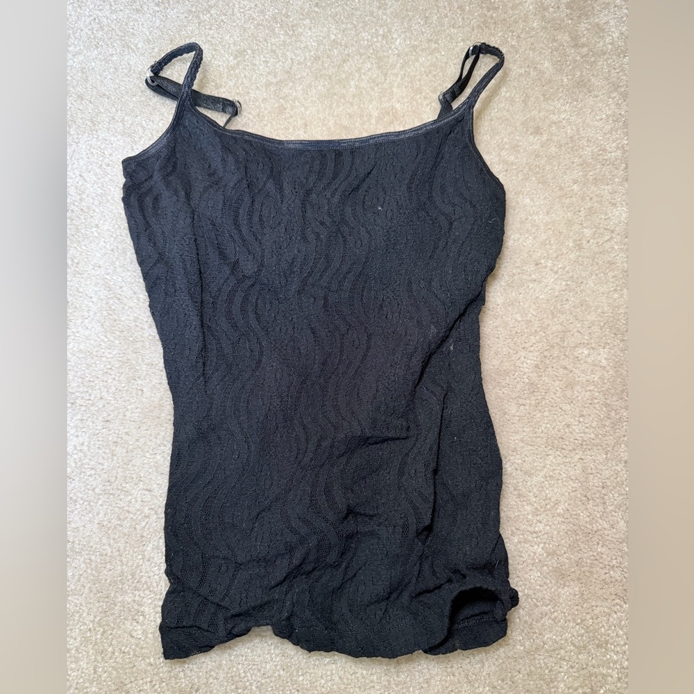 Black Textured Tank With Built in Bra